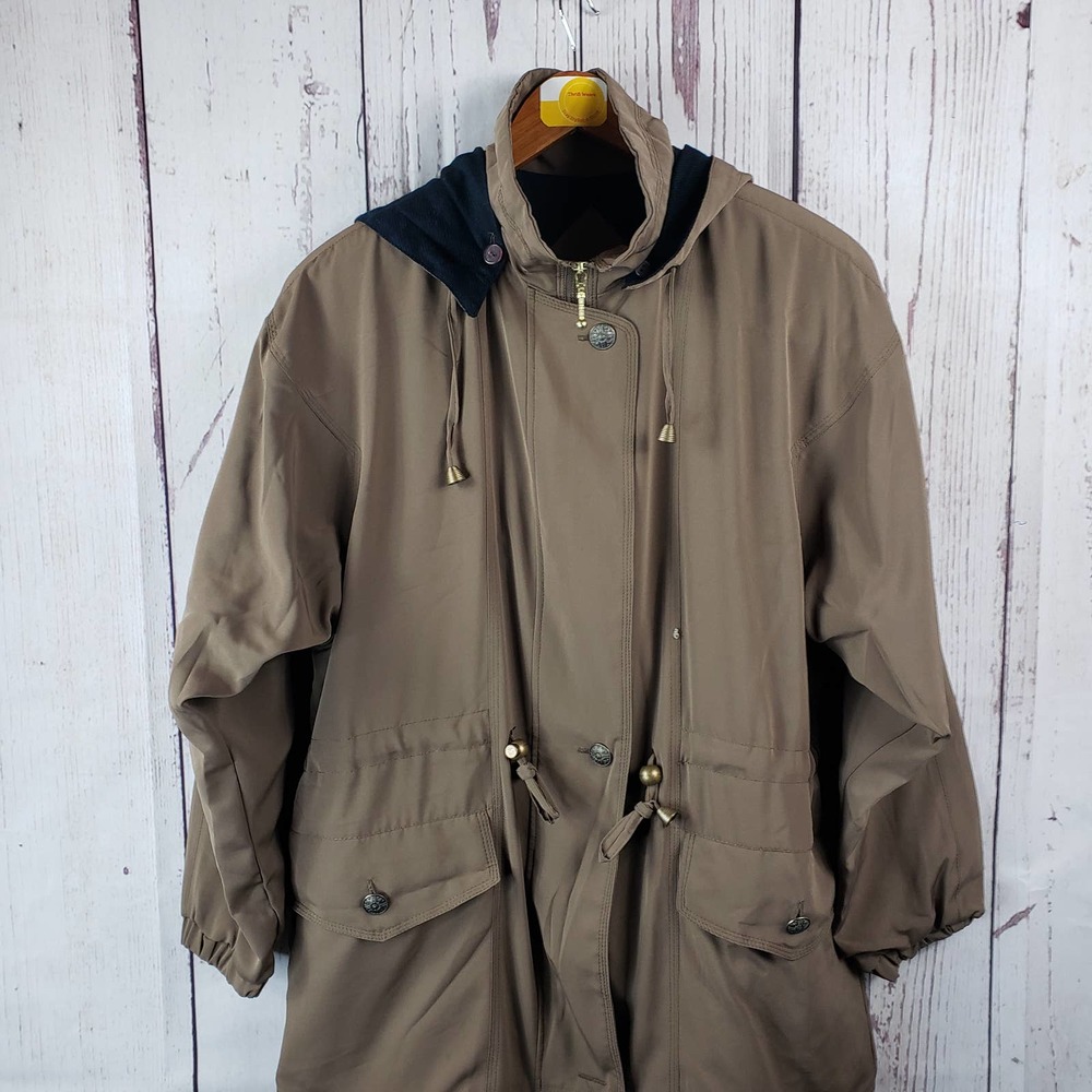 Current Scene All Weather Coat Womens Size Small Hooded Long Sleeve Brown